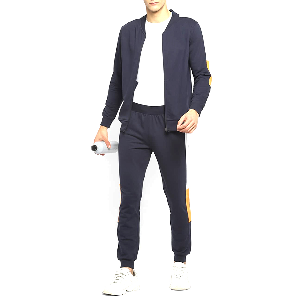 Customized Men Fleece Tracksuit Set Breathable Fitness Outdoor Use Men Sports Tracksuit Custom Solid Color Regular Fit Tracksuit