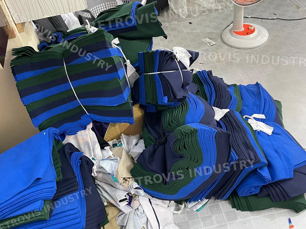 Fabric cutting on the floor