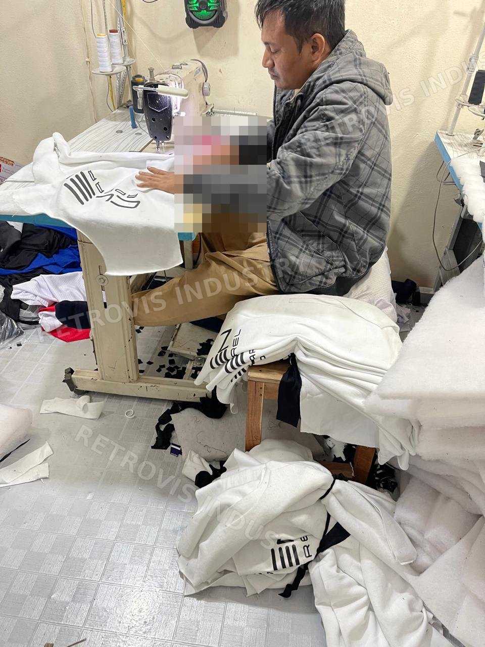 Sewing line assembling garments